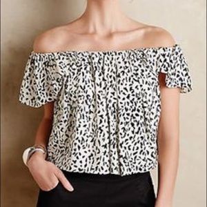 Anthropologie Off Shoulder Crop Top Dot